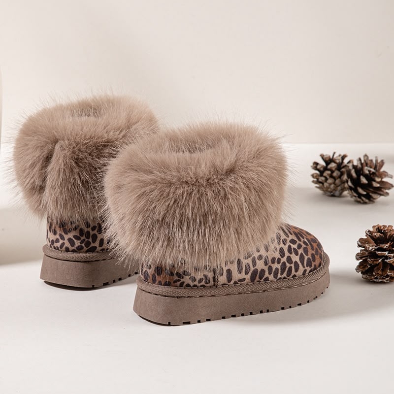 meisjes boots winter furry leopard
