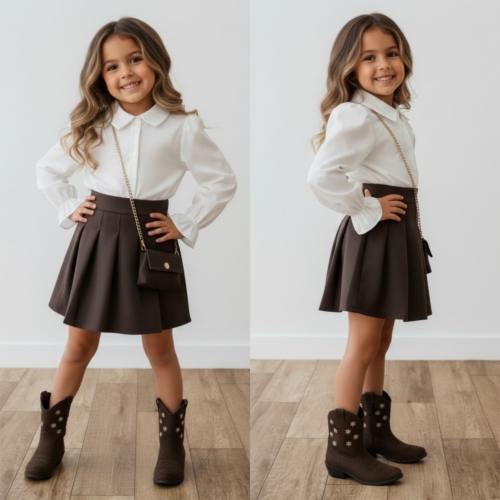 meisjes jurkje bruin met witte blouse meisjes jurkje bruin met witte blouse