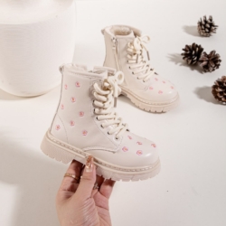 meisjes laarzen beige met bloemen
