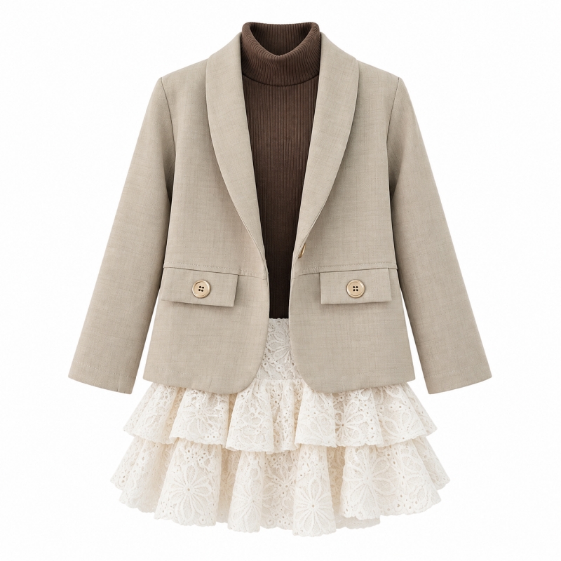 meisjes set 3 delig beige meisjes set 3 delig beige