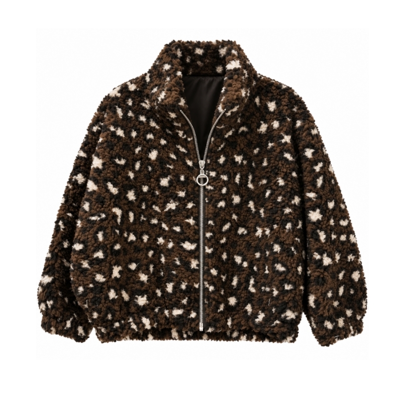 meisjes teddy fleece vest panterbruin meisjes teddy fleece vest panterbruin