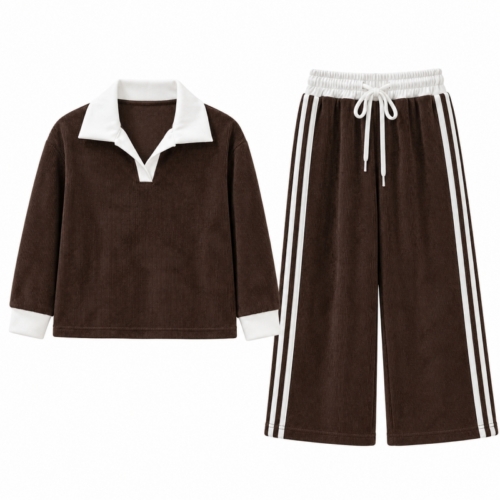 meisjes velours rib set bruin meisjes velours rib set bruin
