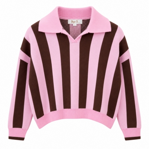 trui strepen bruin roze meisje