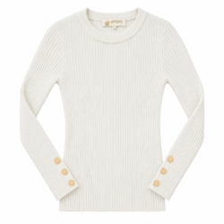witte rib button longsleeve meisjes