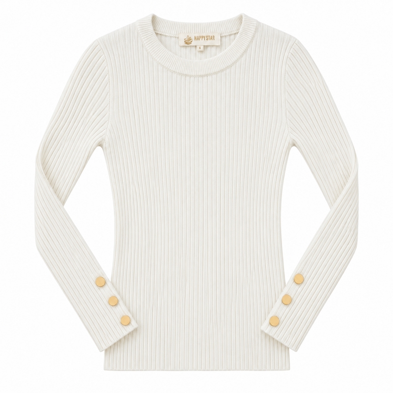 witte rib button longsleeve meisjes