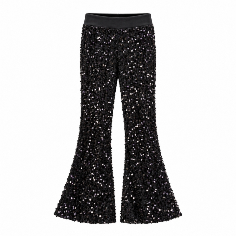 zwarte glitter flared pants meisjes