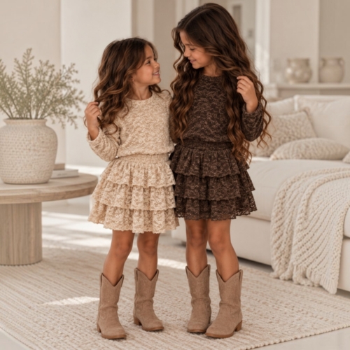 beige bruin rokje met ruches