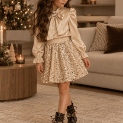 beige glitterrokje meisjes