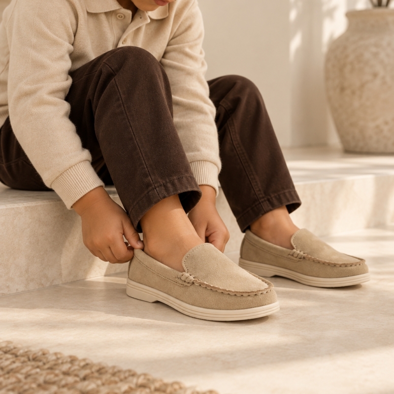 beige loafers