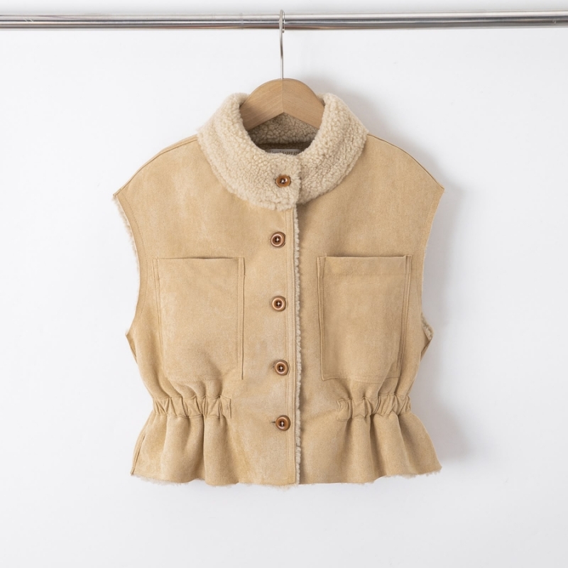beige omkeerbaar teddy vest meisjes beige omkeerbaar teddy vest meisjes