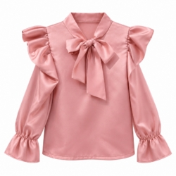 blush roze meisjesblouse met strik