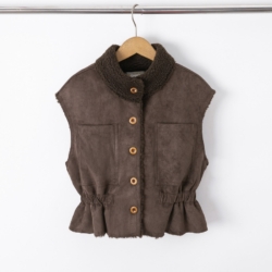 bruin omkeerbaar teddy vest meisjes