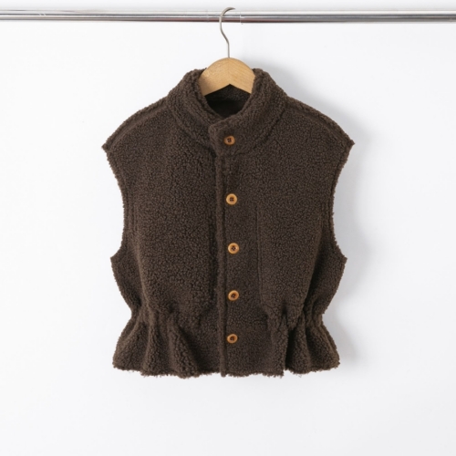 bruin omkeerbaar teddy vest meisjes herfst bruin omkeerbaar teddy vest meisjes herfst