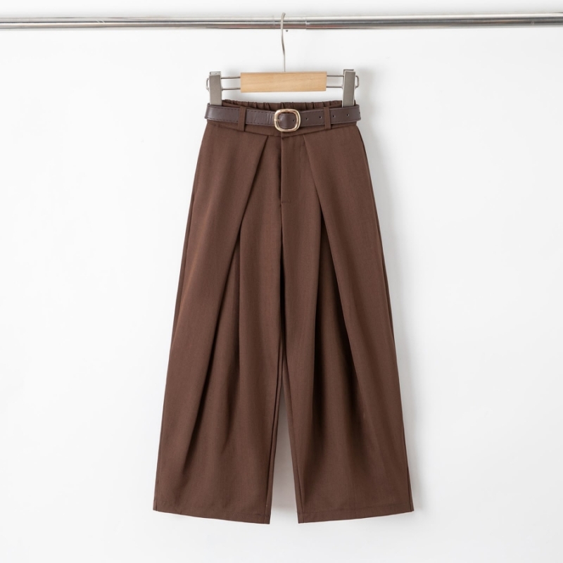 bruine meisjes pantalon met riem