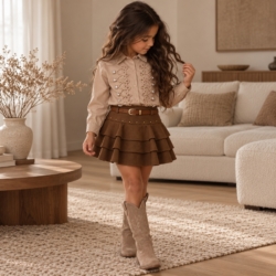meisjes blouse en rok bruin beige meisjes blouse en rok bruin beige