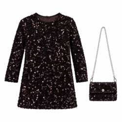 meisjes glitterjurk bruin kerst feestdagen