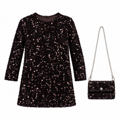 meisjes glitterjurk bruin kerst feestdagen meisjes glitterjurk bruin kerst feestdagen