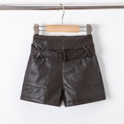meisjes short bruin leder meisjes short bruin leder