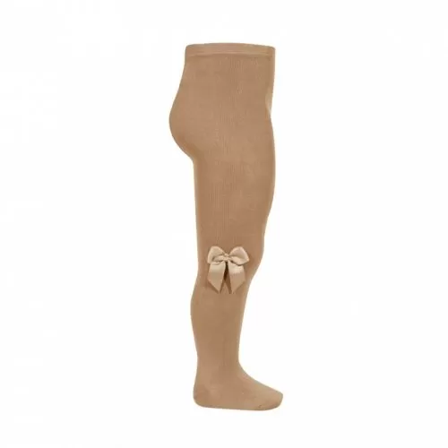 cotton tights with side grossgran bow camel